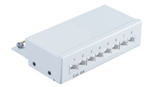 Patchpanel Mini Cat.6A geschirmt 500 MHz 8-Port lichtgrau