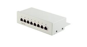 Patchfeld-Mini Patchpanel/ Patchfeld Cat.6 Desktop Gehäuse 8-Port lichtgrau