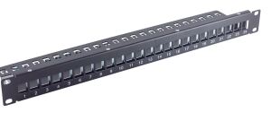 Verteilerfeld 19" 1HE unbestückt 24-Port für Keystone schwarz
