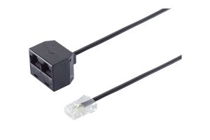 Adapter Modular Verbinder Westernstecker 6/4 > 2 Western-Kupplung 6/4 0,1m