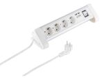 Tischsteckdosenleiste 4-fach mit Schalter und 2x USB Ladefunktion Alu weiß