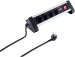Tischsteckdosenleiste 4-fach mit Schalter und 2x USB Ladefunktion Alu schwarz