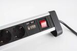 Tischsteckdosenleiste 4-fach mit Schalter und 2x USB Ladefunktion Alu schwarz