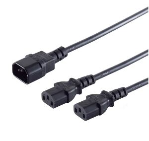 Y-Netzanschlusskabel Kaltgerätestecker an 2x Kaltgerätebuchse 1,8m