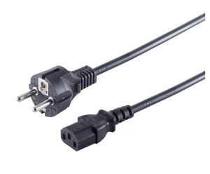 Netzanschlusskabel Schuko gerade Kaltgeräte schwarz CEE7/7-C13 VDE 1,8 m