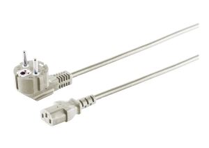 Netzanschlusskabel Schuko 90° Kaltgeräte 230V CEE7/7-C13 VDE grau 5,0m