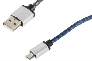 USB Ladekabel USB-A-Stecker > USB Micro B Stecker Jeans blau 2,0m