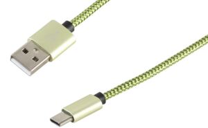 USB Ladekabel USB-A-Stecker > USB Typ C Stecker Nylon grün 0,9m