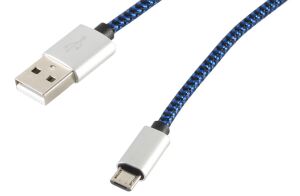 USB Ladekabel USB-A-Stecker > USB Micro B Stecker Nylon blau 0,9m