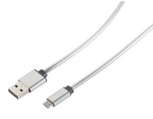 USB Lade-Sync Kabel USB A Stecker > USB micro Stecker Steel silber 1,0m