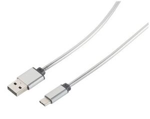 USB Lade-Sync Kabel USB A Stecker > USB 3.1C Stecker Steel silber 1,0m