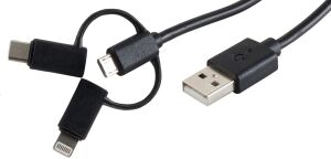 USB Lade-Sync Kabel 3-in-1 schwarz 2,0m