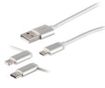 USB 3-in-1 Ladekabel Nylon weiß 1,0m