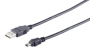 USB-Mini Kabel USB-A-Stecker > USB-B-Mini 5-Pin Stecker USB 2.0 Kupfer 1,0m