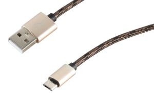 USB Ladekabel USB-A-Stecker > USB Micro B Stecker Nylon braun 0,9m