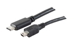 USB Kabel 2.0 Typ 3.1 C-Stecker > Typ 2.0 Mini 5p B-Stecker Rev. 2.0 schw. 3,0m