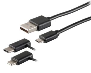 USB Lade-Sync Kabel 3-in-1 schwarz 1,0m