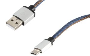 USB Ladekabel USB-A-Stecker > USB Typ C Stecker Jeans blau 2,0m