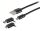 USB 3-in-1 Ladekabel Nylon schwarz 1,0m