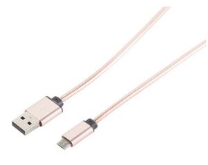 USB Lade-Sync Kabel USB A Stecker > USB micro Stecker Steel rose 1,0m