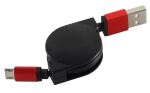 USB Ladekabel USB A-ST auf USB Micro B-ST ausziehb. rot 0,8m