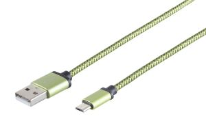 USB Ladekabel USB-A-Stecker > USB Micro B Stecker Nylon grün 0,9m
