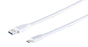USB Kabel 3.0 USB A Stecker > USB 3.1 Typ C Stecker weiß 1,0m