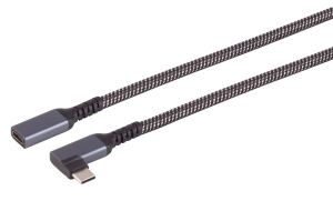 Verlängerungskabel USB-C 3.2 90° PD Textilummantelung 0,5m