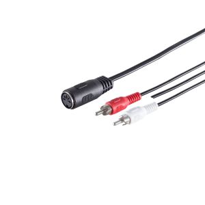 5-pol. DIN-Buchse - 2 Cinchstecker/Masse, 0,2m