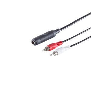 Klinkenbuchse 6,3mm - 2 Cinchstecker, 0,2m