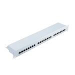 19"-RJ45-Patchpanel 1HE, 24-Port, Cat 5e STP, gr
