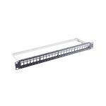 19"-Keystone-Panel 1HE, 24-Port, STP, schwarz