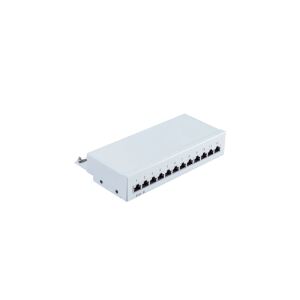 Desktop-RJ45-Patchpanel, 12-Port, Cat 6 STP, grau