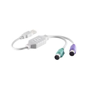USB-A Adapter, 2x PS/2 Buchse, 2.0, grau, 0,25m