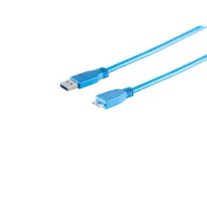 USB-A Adapterkabel, Micro-B, 3.0, blau, 1m