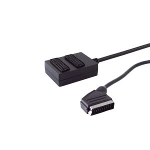 Scart-Verteiler 2fach, vollverschaltet, 0,5m