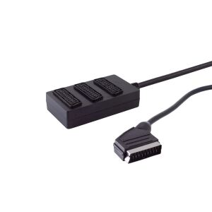 Scart-Verteiler 3fach, vollverschaltet, 0,5m