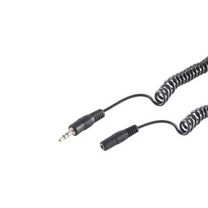Klinkenst. 3,5mm - Klinkenbuchse 3,5mm, Spiral, 5m