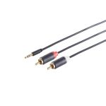 3,5mm Adapterkabel, 2x Cinch, slim, schwarz, 1,5m