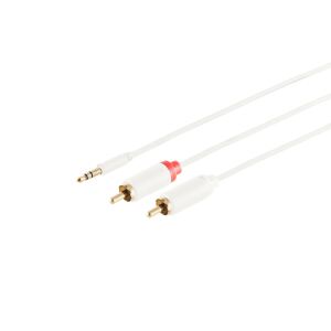 3,5mm Adapterkabel, 2x Cinch, slim, weiß, 1,5m