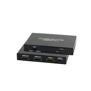HDMI Verteiler 1x2, Metall, 4K60Hz, schwarz