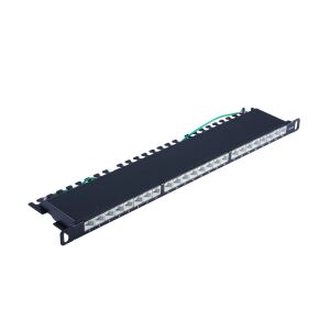 19"-RJ45-Patchpanel 0,5HE, 24-Port, Cat 6A STP, sw