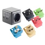 Universal Reisestecker mit 2-fach USB-Ladegerät