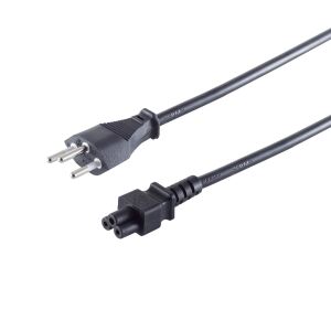 Schweiz Stecker - 3pol Buchse C5, schwarz, 1,8m