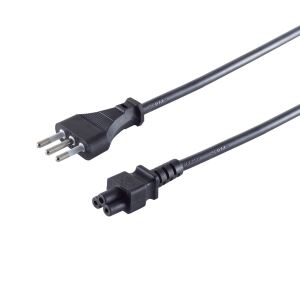 Italien Stecker - 3pol Buchse C5, schwarz, 1,8m