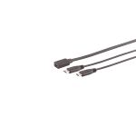 USB-C Y-Kabel, 2x USB-C, 2.0, schwarz, 0,3m