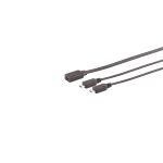 USB-C Y-Kabel, 2x USB Micro-B, 2.0, schwarz, 0,3m