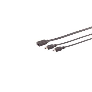 USB-C Y-Kabel, 2x USB Mini-B, 2.0, schwarz, 0,3m