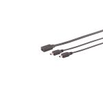 USB-C Y-Kabel, 2x USB Mini-B, 2.0, schwarz, 0,3m