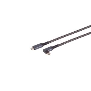USB-C Ladekabel, 3.2, 90°, 100W PD, Textil, 2m